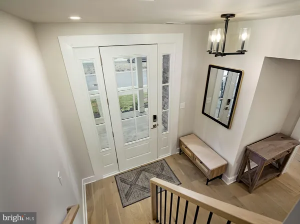 a view of a hallway with workspace