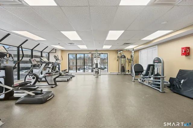 a view of a room with gym equipment