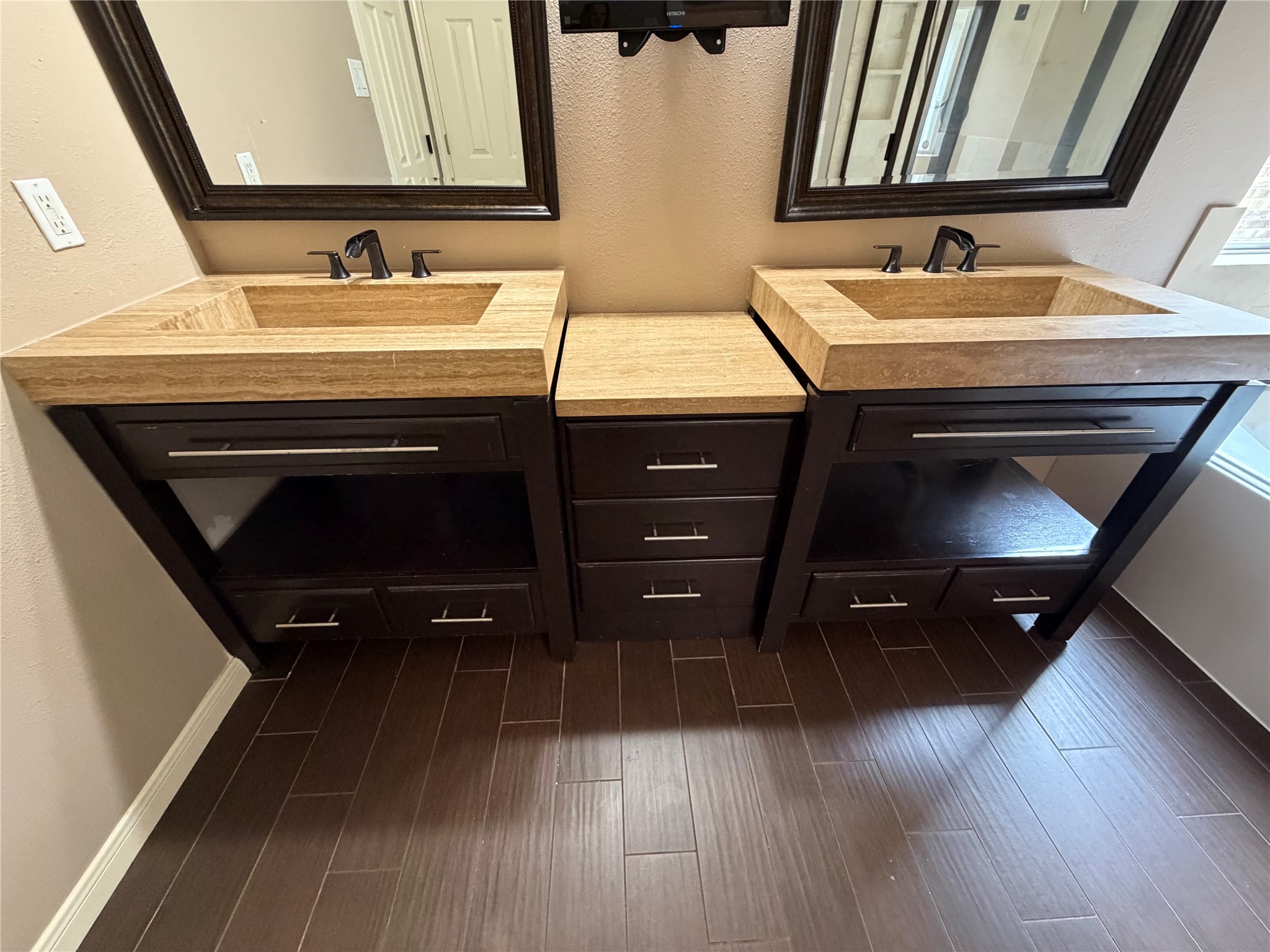 903 Cascade Ridge Katy, TX 77494 - Photo 13 of 24 a bathroom with a sink a mirror and wooden floor