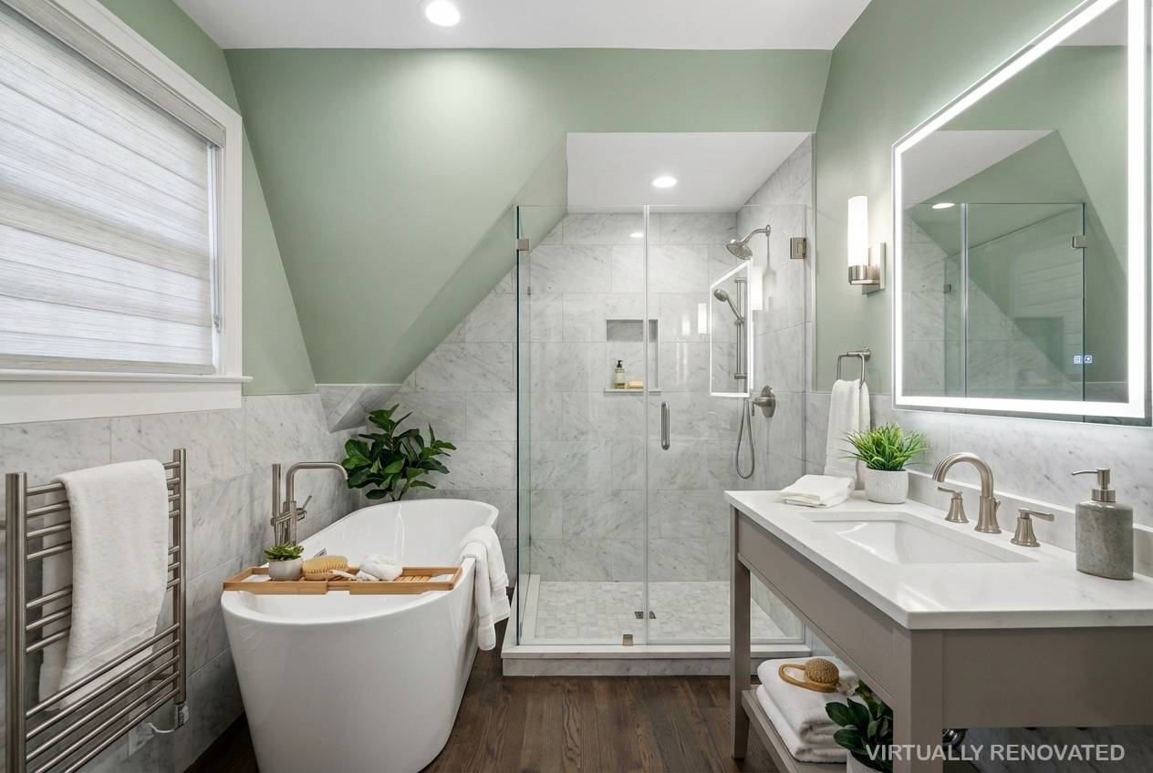 201 Herrick Road Southampton, NY 11968 - Photo 15 of 29 a spacious bathroom with a bathtub shower sink and mirror