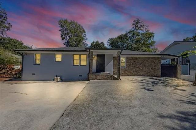 front view of a house with a outdoor space