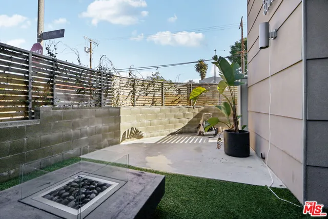 a view of a terrace with chair and table