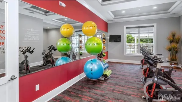 a room with gym equipment