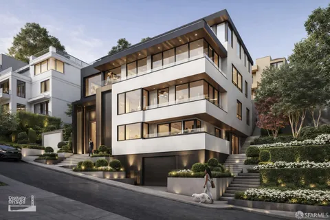 a front view of a building with street view