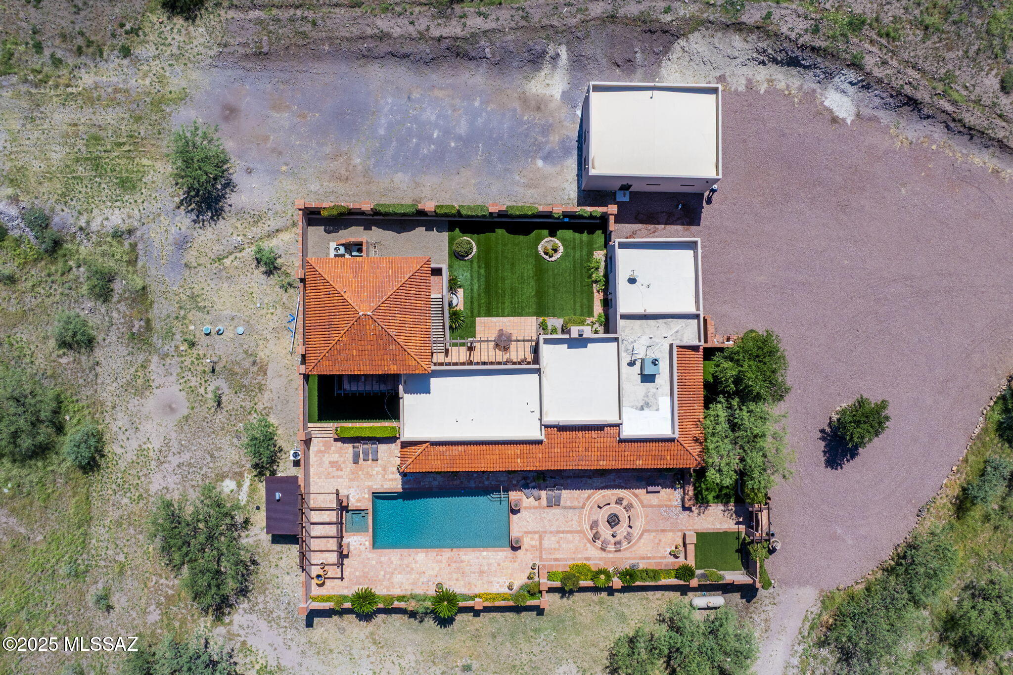 1265 Morning Star Drive Rio Rico, AZ 85648 - Photo 45 of 50 an aerial view of a house with a yard basket ball court and outdoor seating