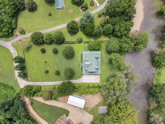 an aerial view of a house