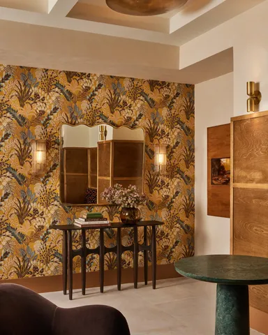 a view of balcony with furniture