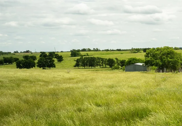 a view of a lake with a yard