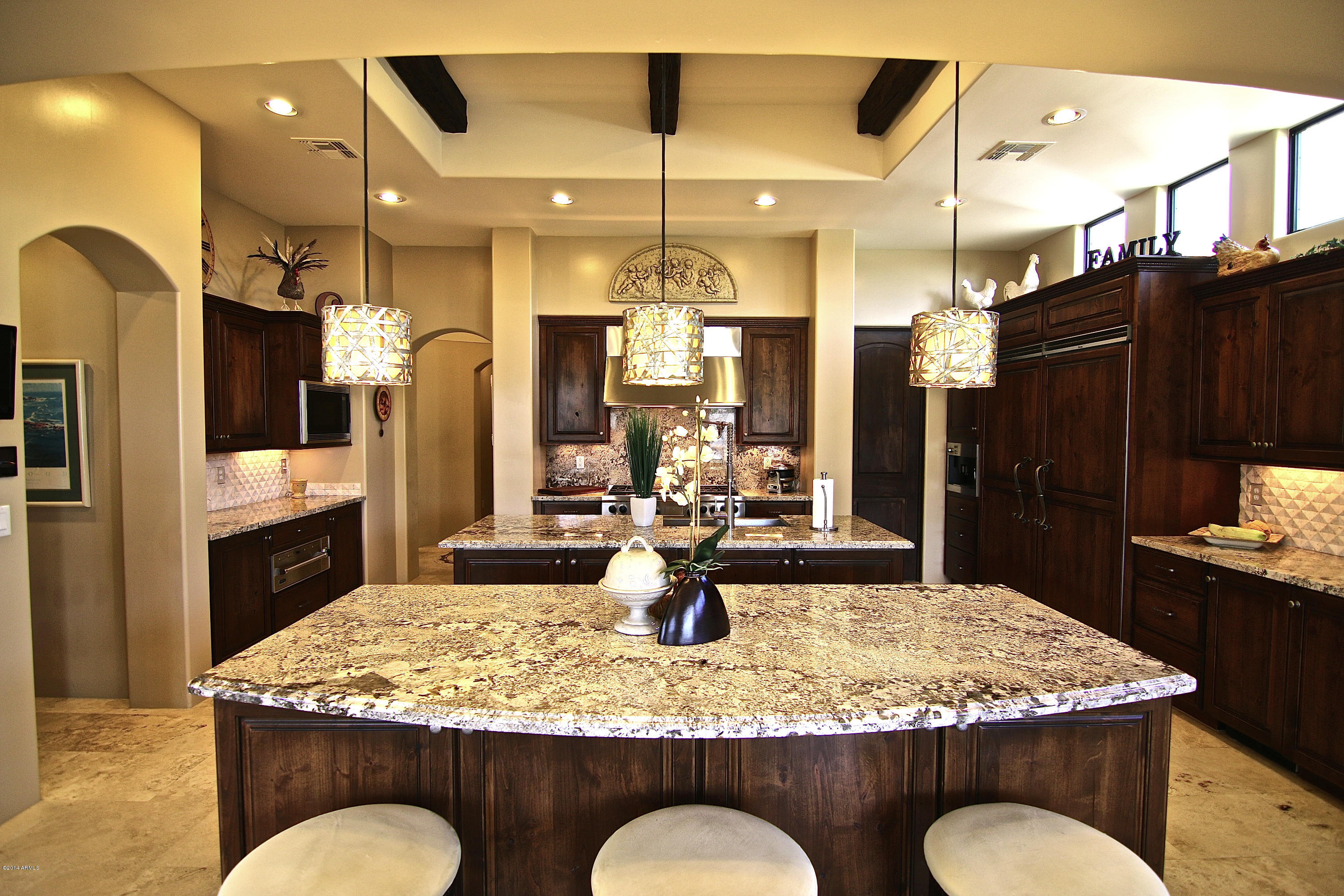 Two kitchen islands
