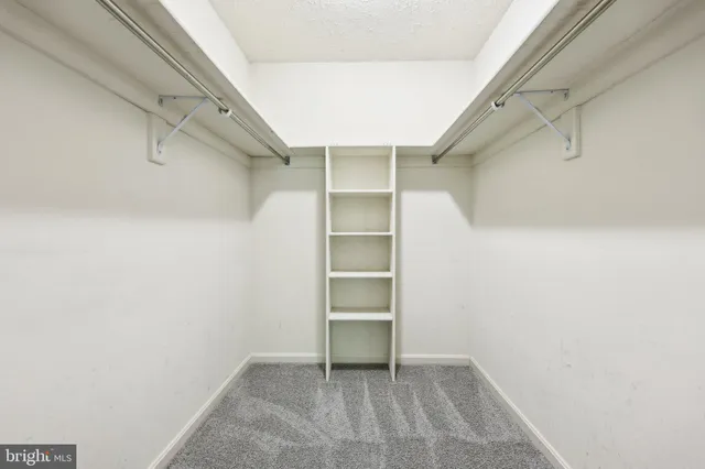 a view of an empty walk in closet