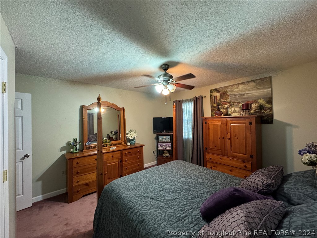 209 Old Farm Road Raeford, NC 28376 - Photo 28 of 45 a bedroom with a bed and a flat tv screen on a dresser