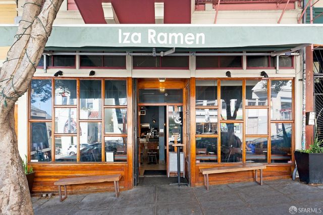 a view of an entrance of the building