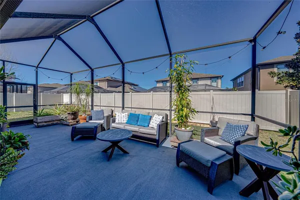 a outdoor living space with furniture and a couch