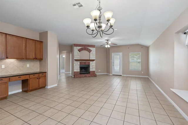 a view of livingroom with kitchen