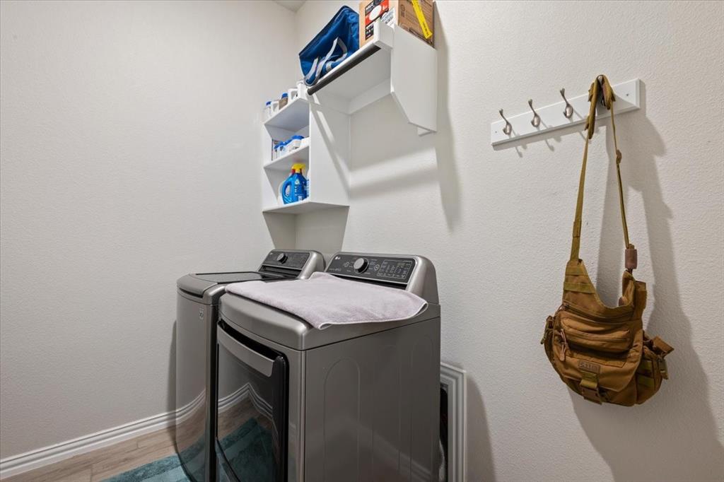 448 Windy Knoll Road Fort Worth, TX 76028 - Photo 22 of 40 Shelving and hooks for convenience! Washer & Dryer are negotiable.
