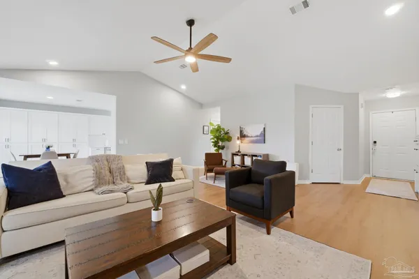 a living room with furniture