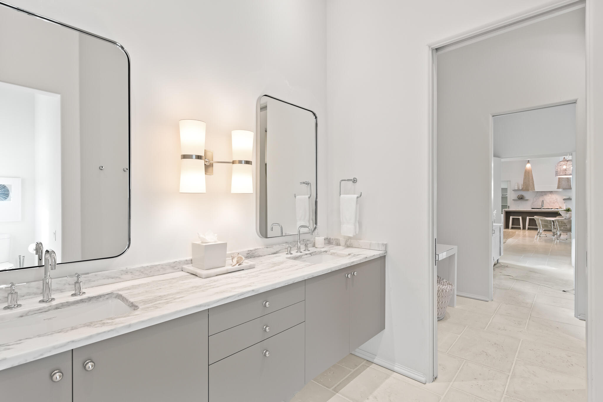 32 Shinbone Court Inlet Beach, FL 32461 - Photo 20 of 53 a bathroom with a granite countertop sink mirror and double