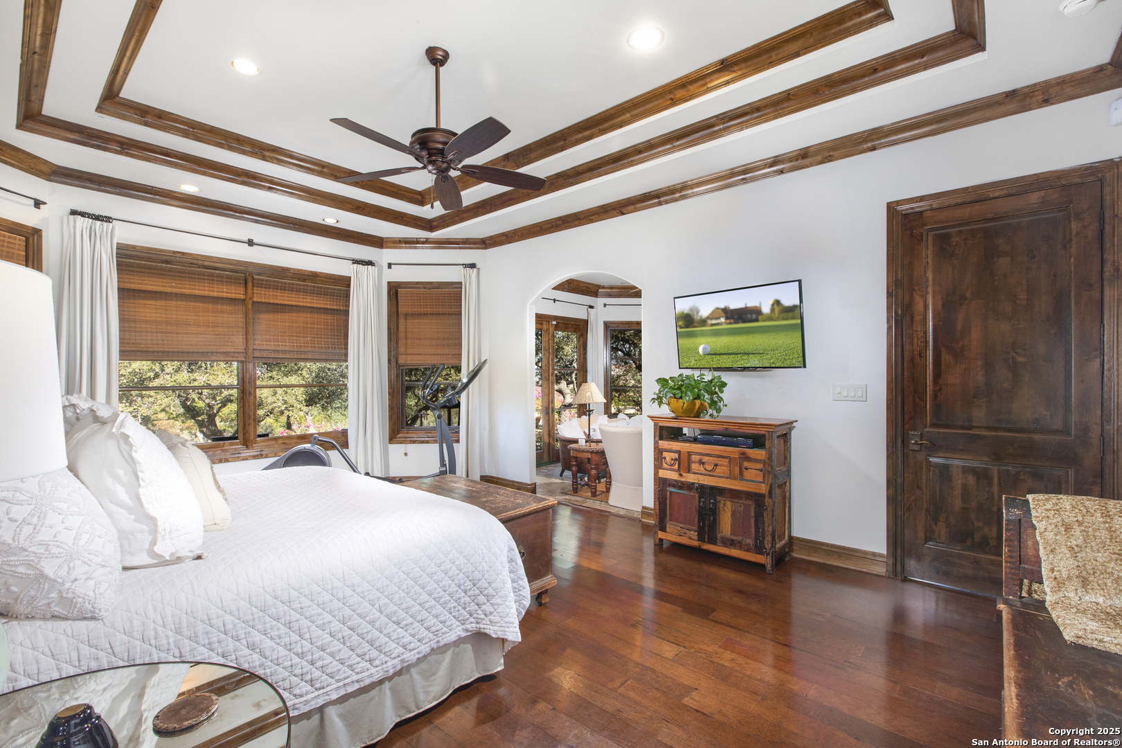 165 Painted Sky Comfort, TX 78013 - Photo 24 of 49 a bed room with furniture and a fireplace