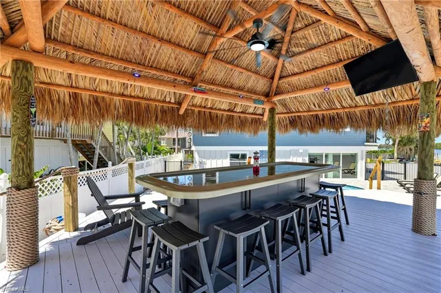 a view of a terrace with seating space