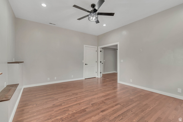 2154 Wasatch Boulevard Sandy, UT 84092 - Photo 43 of 55 Unfurnished room featuring recessed lighting, light wood-style flooring, and ceiling fan