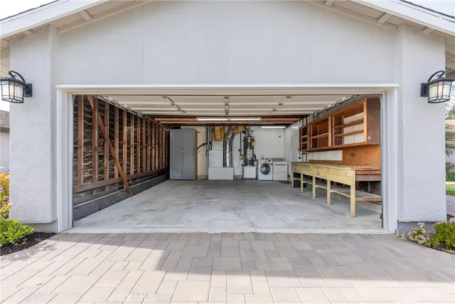 a view of an empty room with a garage