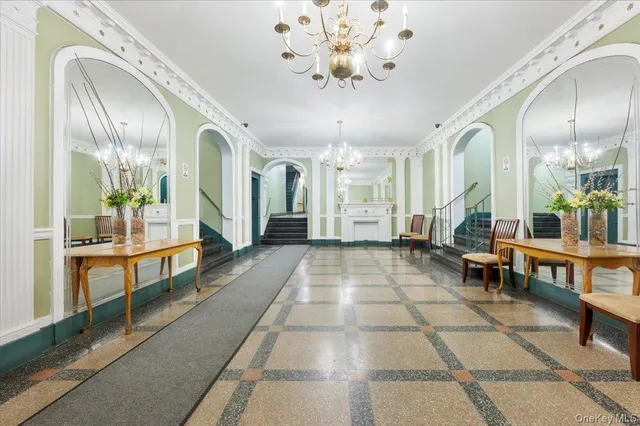 a view of an entryway with dining area