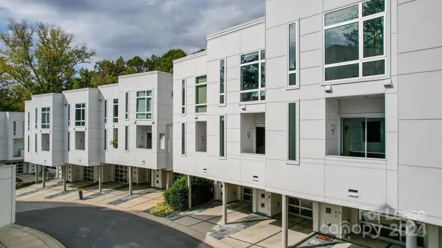 a view of a building with a street