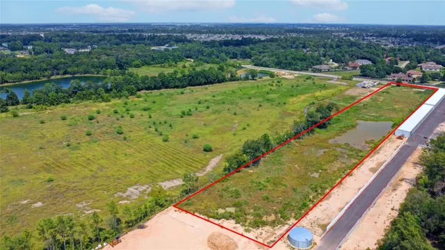 a view of a lake with a city