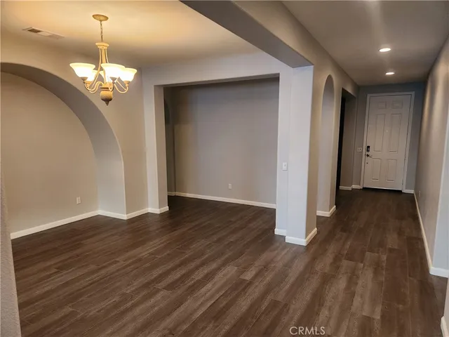 a view of a livingroom with a chandelier