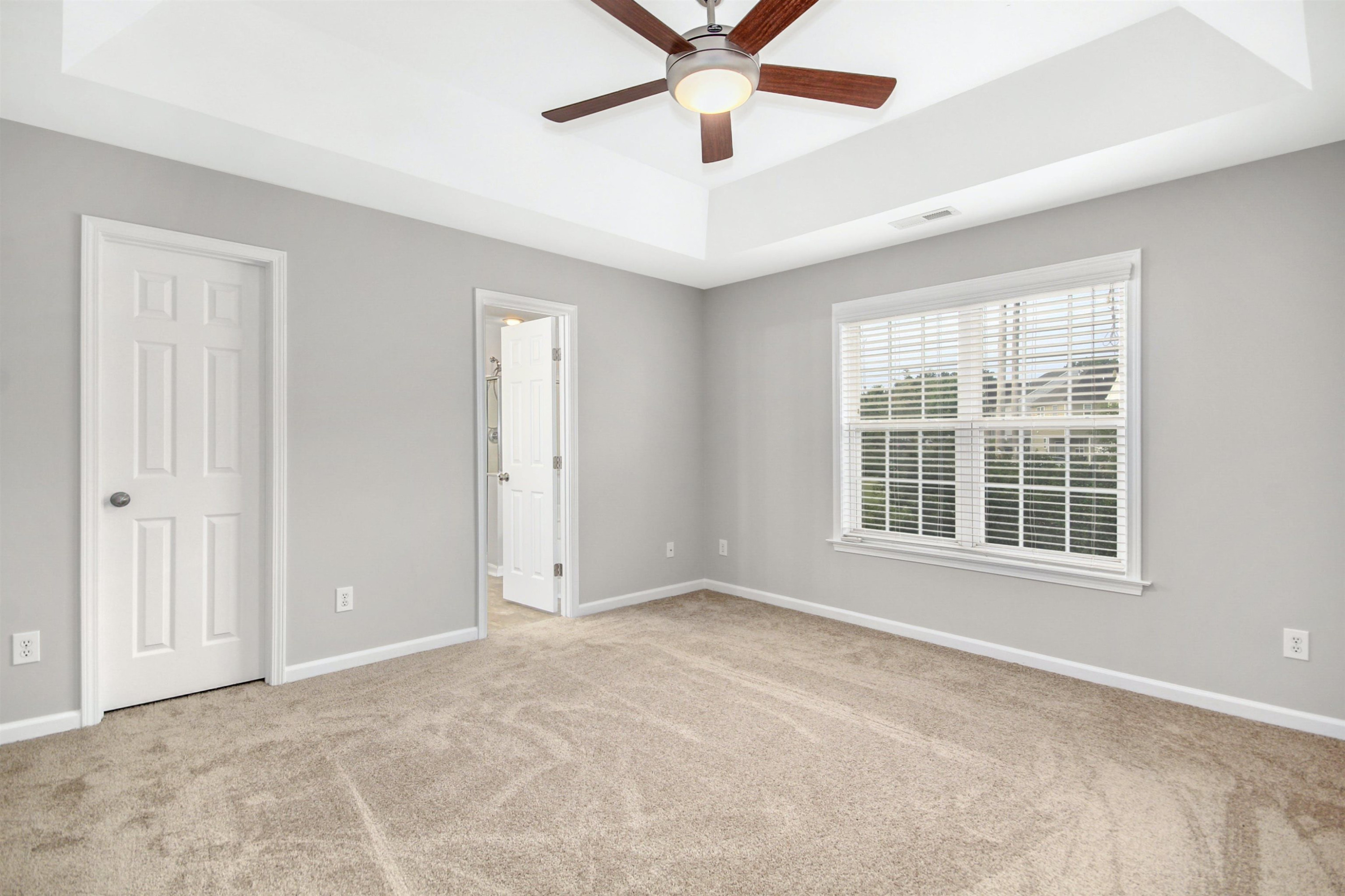 175 Sioux Lane Clayton, NC 27520 - Photo 14 of 26 an empty room with chandelier fan and windows