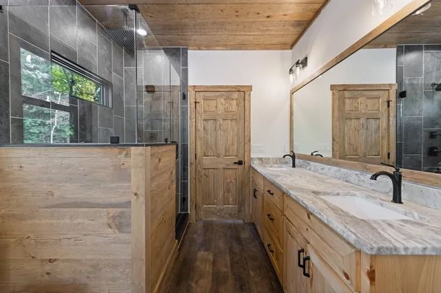 a view of a bathroom from a sink