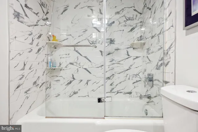 a bathroom with a bathtub