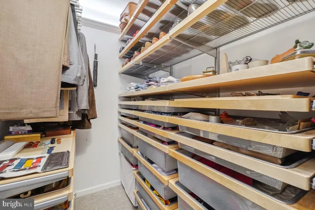 a view of storage and utility room with racks on the wall