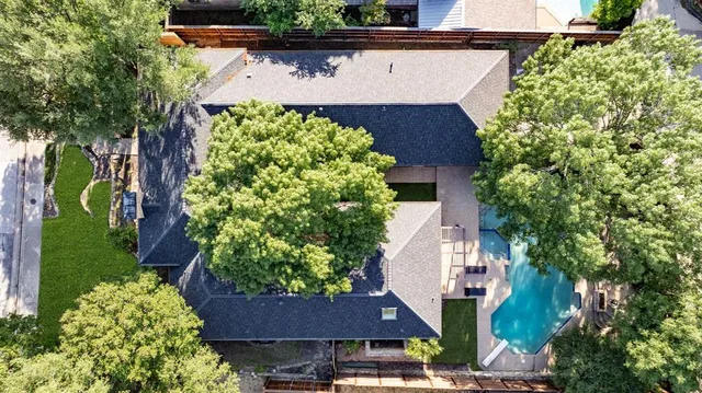 an aerial view of a house