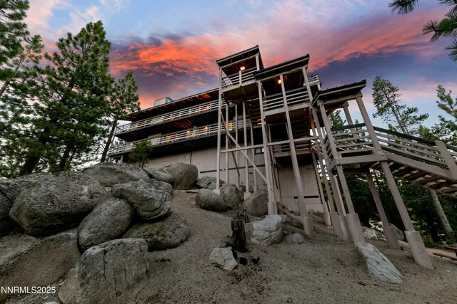 a view of a city with sunset view