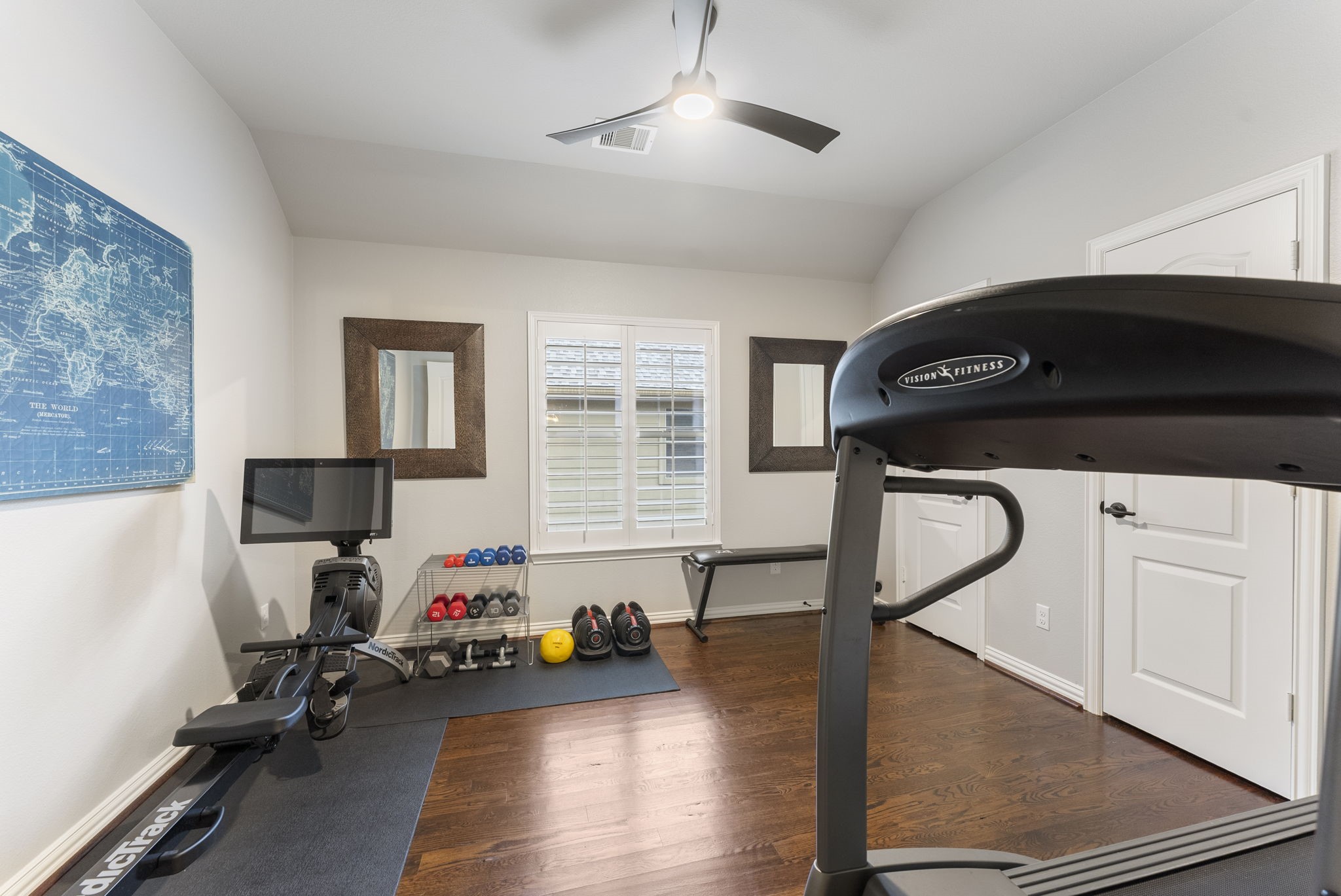 27614 Colin Springs Lane Spring, TX 77386 - Photo 33 of 47 Fourth upstairs bedroom with wood flooring, updated fan and closet with double doors.