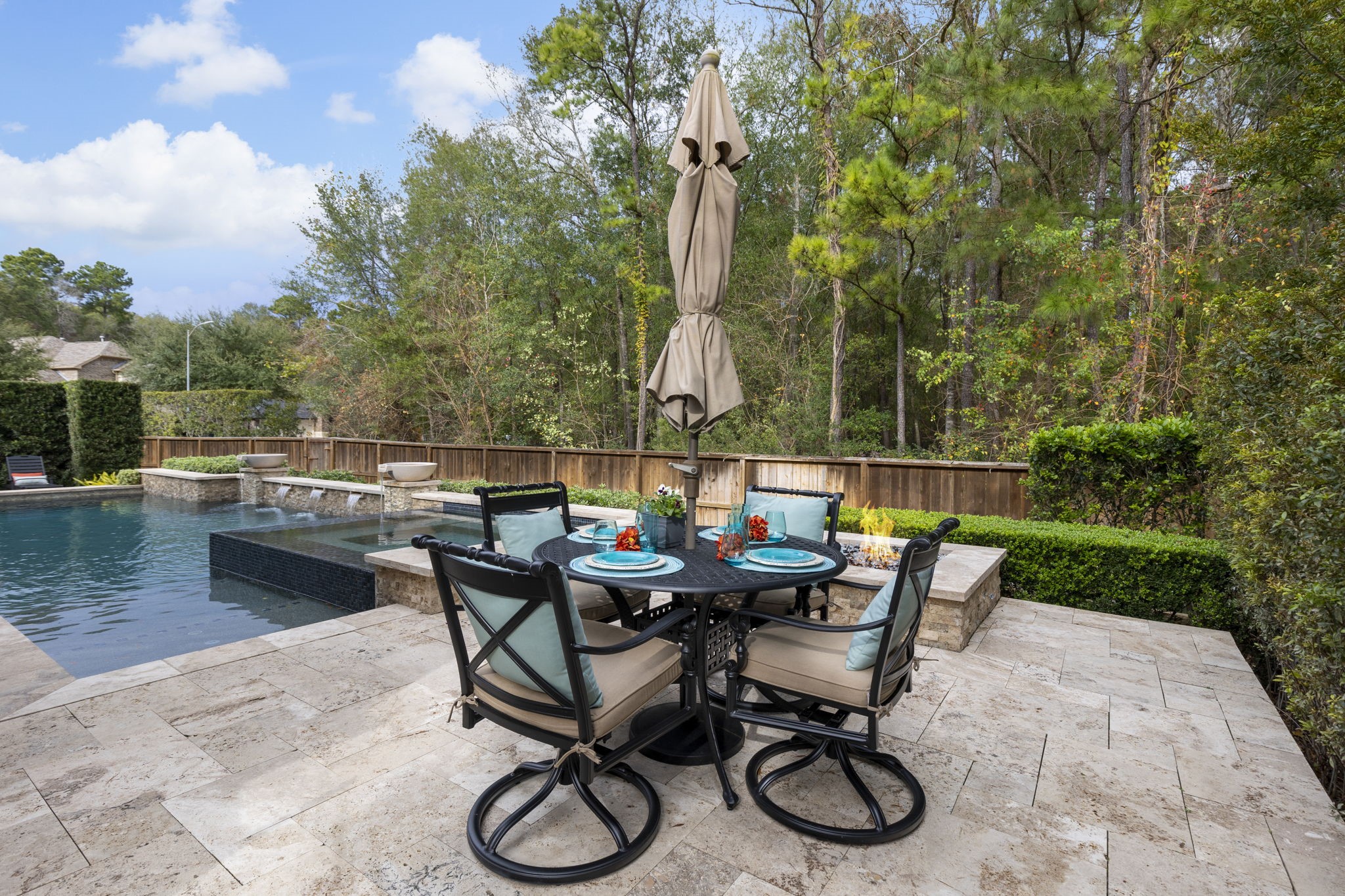 27614 Colin Springs Lane Spring, TX 77386 - Photo 37 of 47 Separate outdoor dining space for entertaining, perfectly nestled alongside the gas fire pit!