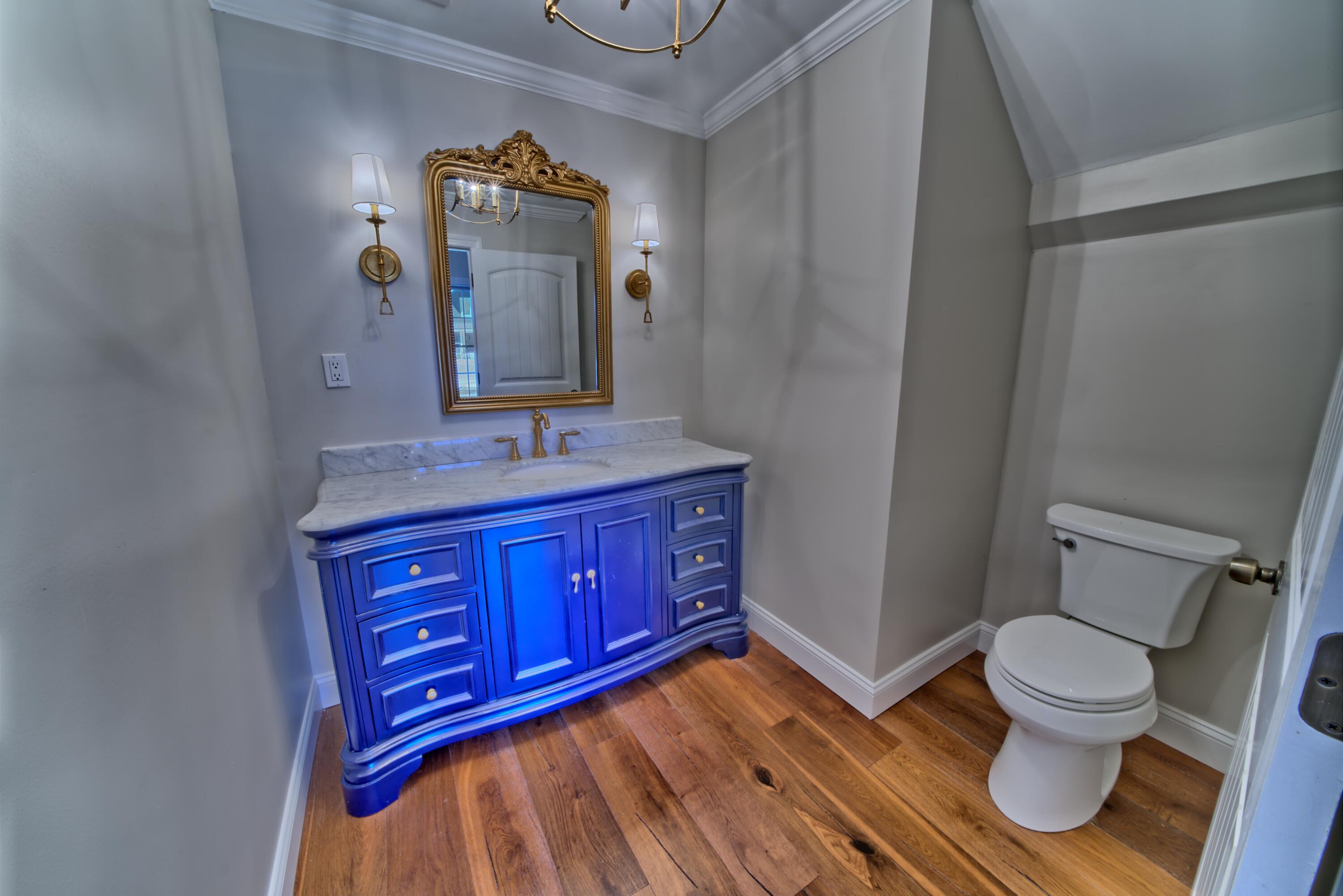 521 Clareon Drive Inlet Beach, FL 32461 - Photo 20 of 66 a bathroom with a granite countertop toilet sink and mirror