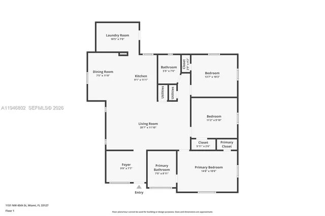 $695,000 | 1151 Northwest 45th Street, Miami, FL 33127