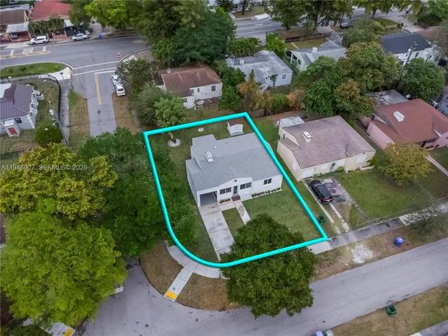 an aerial view of a house