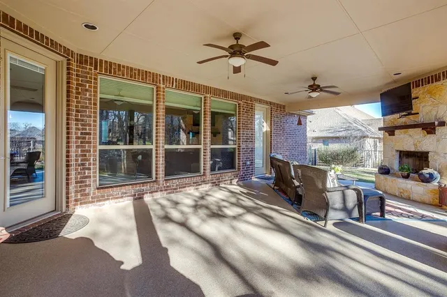 a view of an entryway with a fireplace
