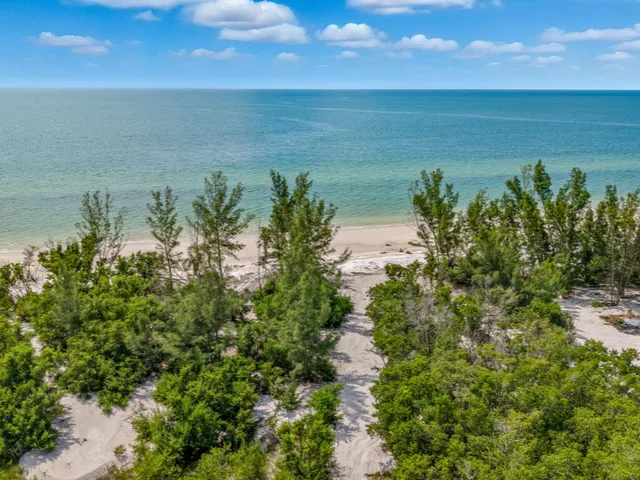 a view of a lake with a yard