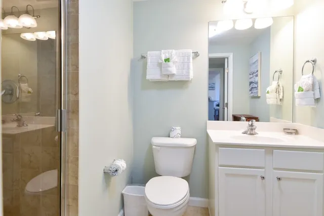 a bathroom with a toilet a sink and mirror