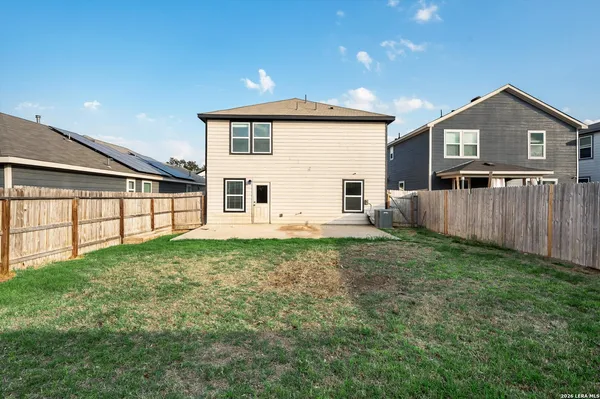 a view of a backyard with plants and large tree