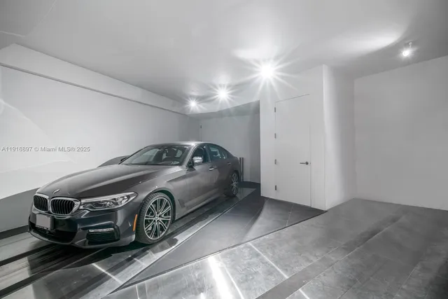 a car parked in a room