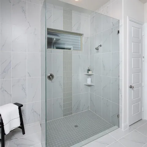 a bathroom with a shower