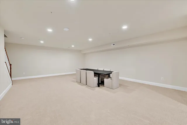 a view of a balcony with wooden floor