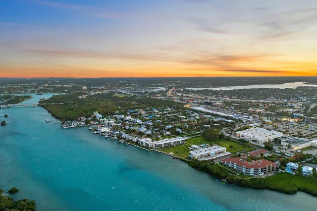a view of a lake with a big yard