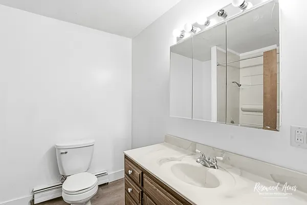 a bathroom with a sink toilet and vanity