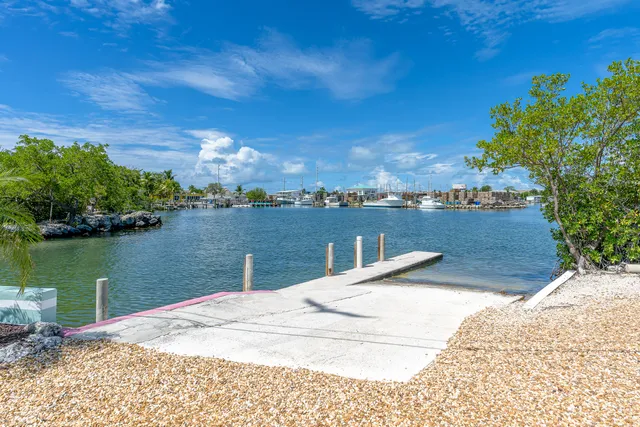 a view of a lake with a house in the background